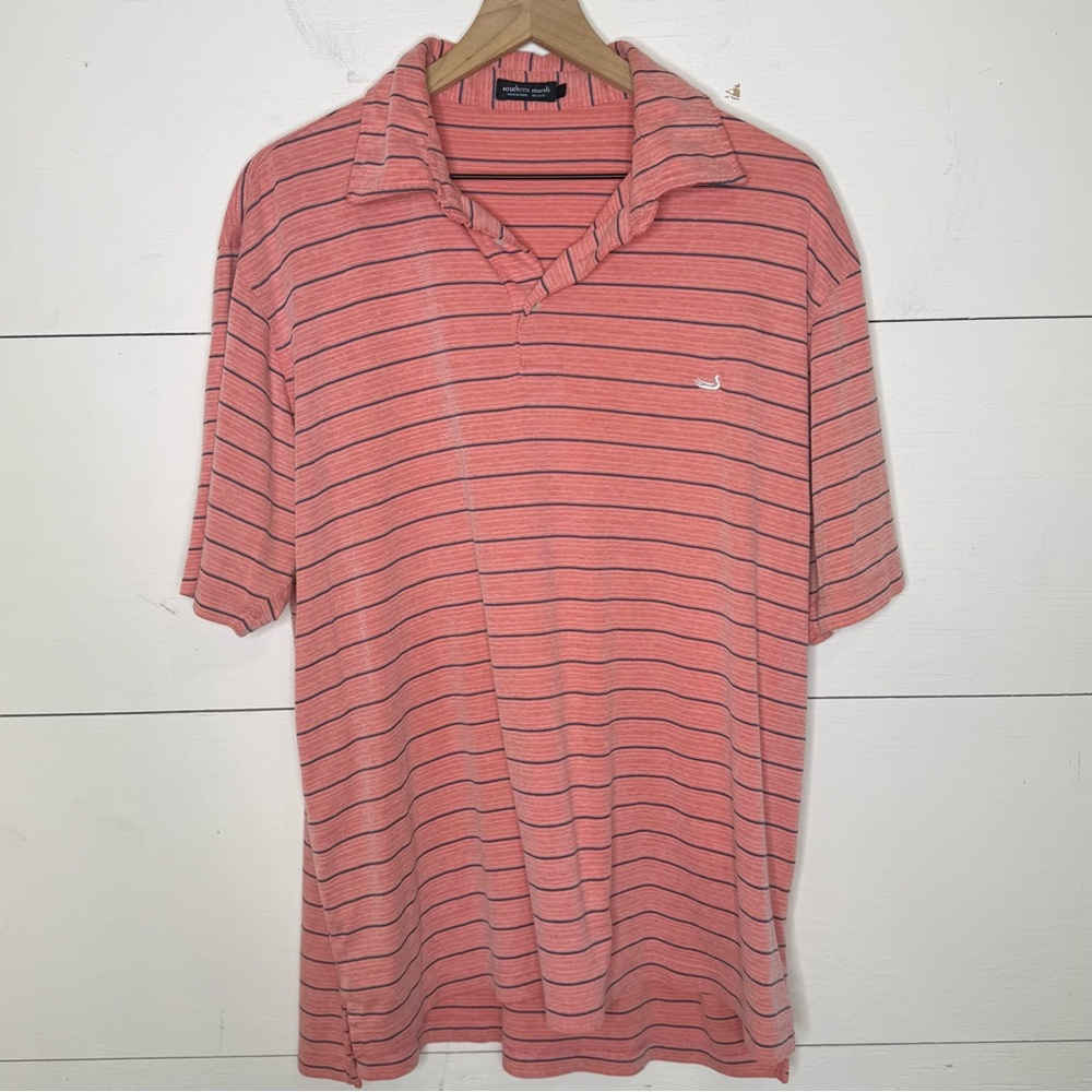 Southern Marsh • Pink Striped Polo Shirt Size XL